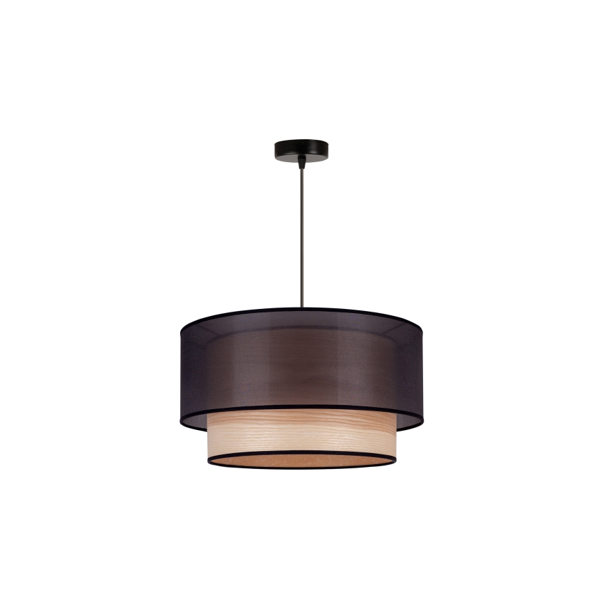 Duolla - Pendel WOOD BOHO 1xE27/15W/230V diameter 45 cm sort/beige
