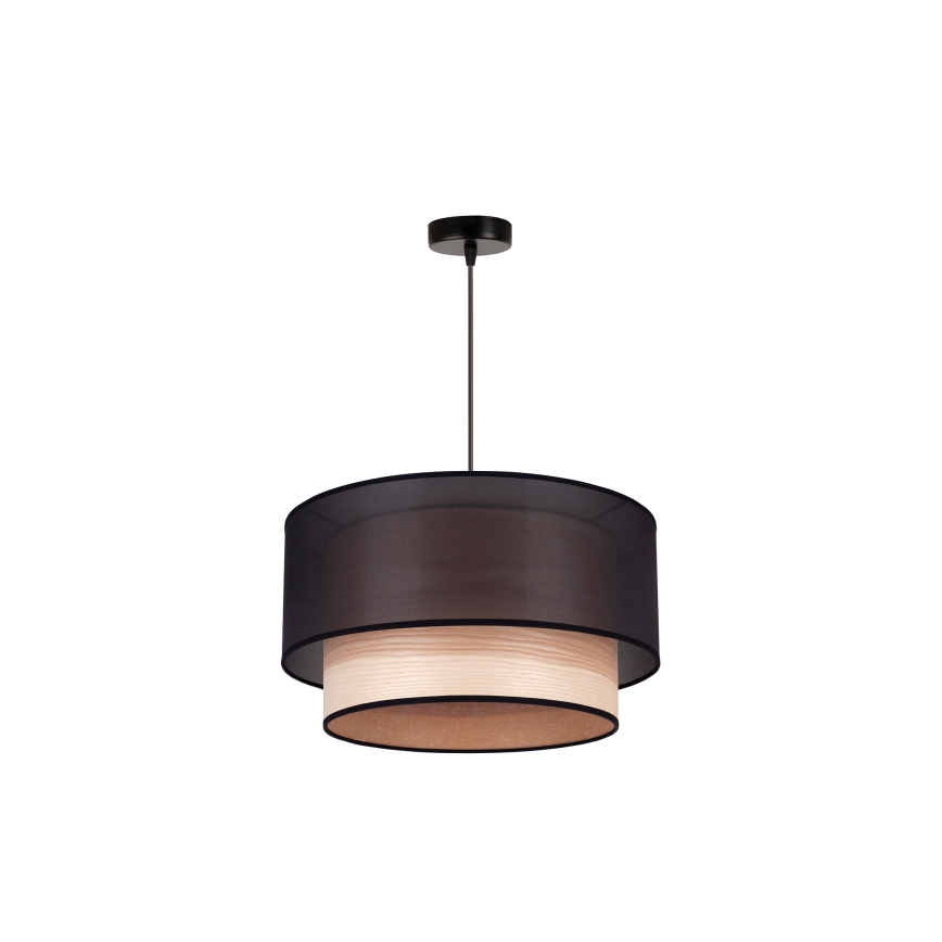 Duolla - Pendel WOOD BOHO 1xE27/15W/230V diameter 45 cm sort/beige