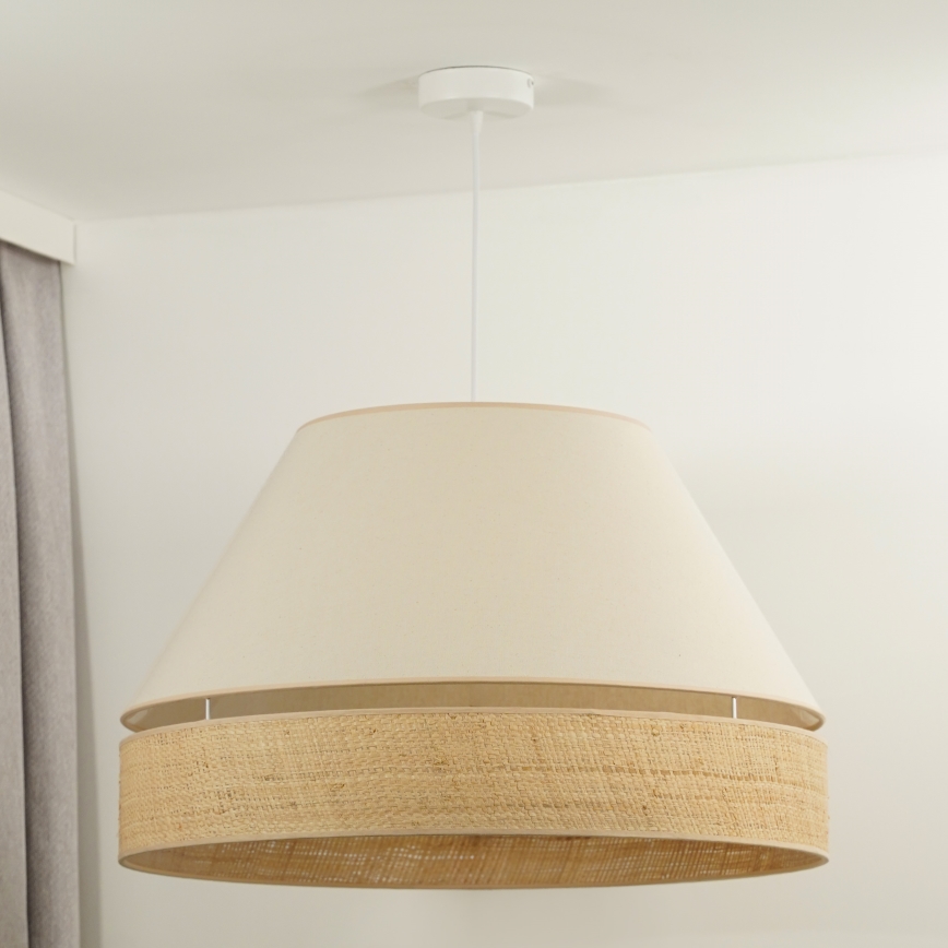 Duolla - Pendel YUTE AVIGNON 1xE27/15W/230V diameter 60 cm cremefarvet/beige
