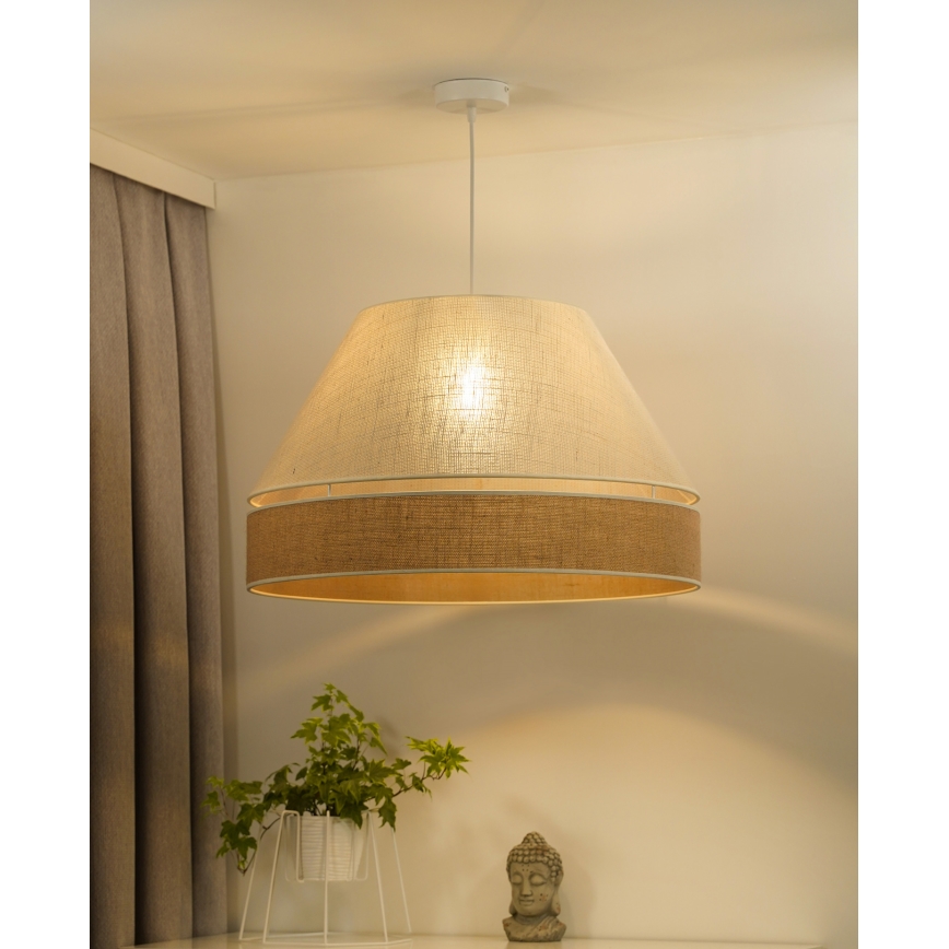 Duolla - Pendel YUTE AVIGNON 1xE27/15W/230V diameter 60 cm grå/brun