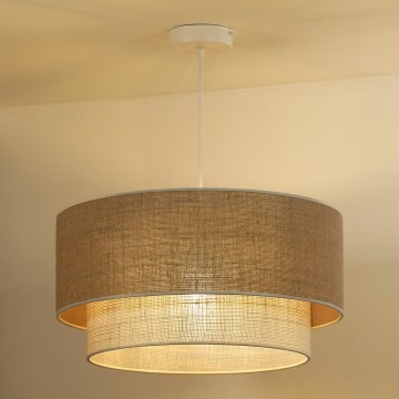 Duolla - Pendel YUTE BOHO 1xE27/15W/230V diameter 45 cm brun/cremefarvet