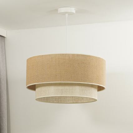 Duolla - Pendel YUTE BOHO 1xE27/15W/230V diameter 45 cm brun/cremefarvet