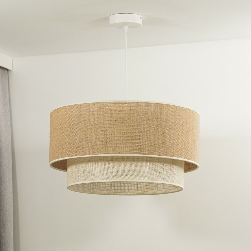 Duolla - Pendel YUTE BOHO 1xE27/15W/230V diameter 45 cm brun/cremefarvet