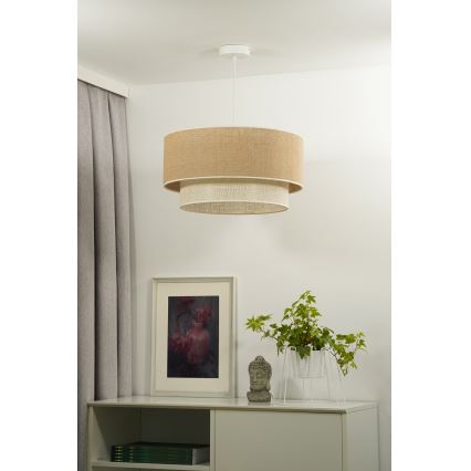 Duolla - Pendel YUTE BOHO 1xE27/15W/230V diameter 45 cm brun/cremefarvet