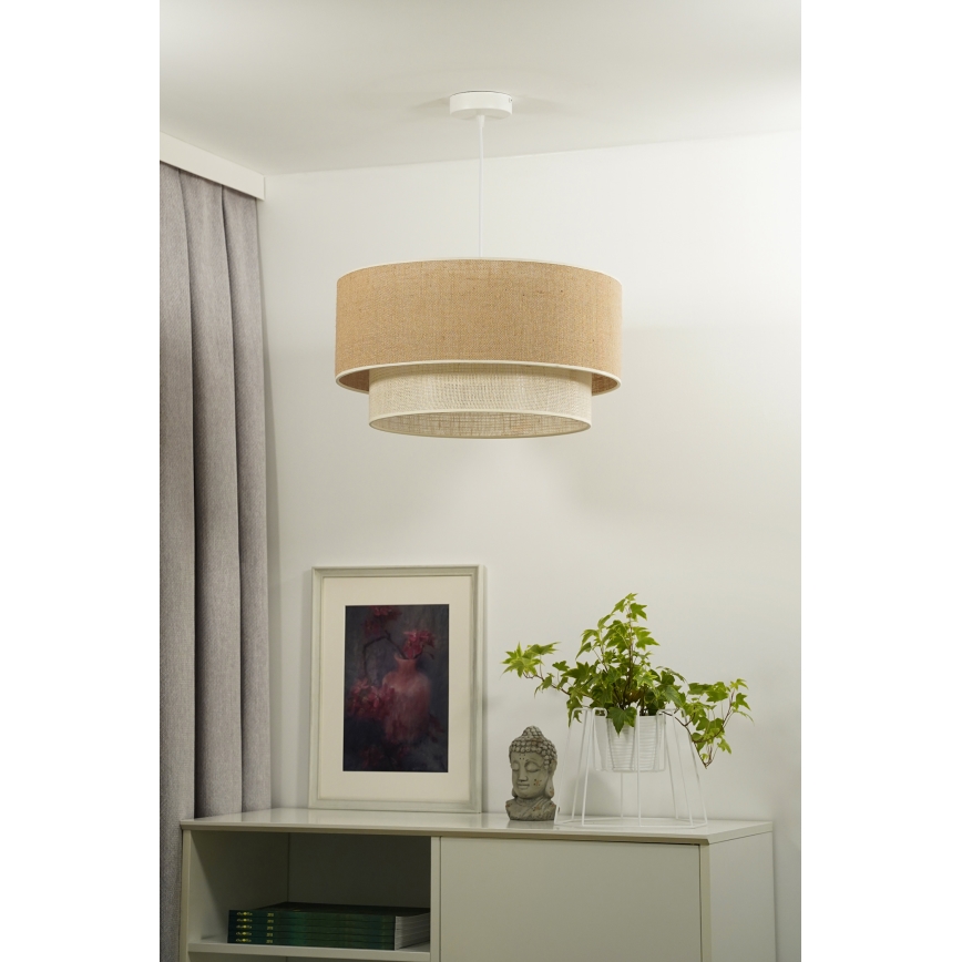 Duolla - Pendel YUTE BOHO 1xE27/15W/230V diameter 45 cm brun/cremefarvet
