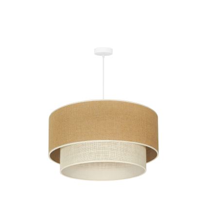 Duolla - Pendel YUTE BOHO 3xE27/15W/230V diameter 60 cm brun/cremefarvet