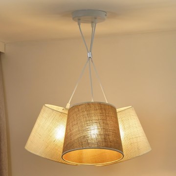 Duolla - Pendel YUTE ROSSA 3xE27/15W/230V grå/brun