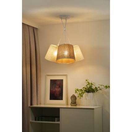 Duolla - Pendel YUTE ROSSA 3xE27/15W/230V grå/brun