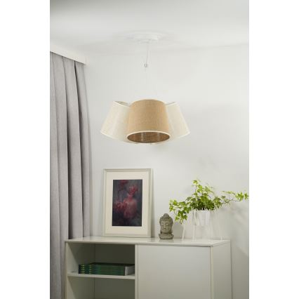Duolla - Pendel YUTE ROSSA 3xE27/15W/230V grå/brun