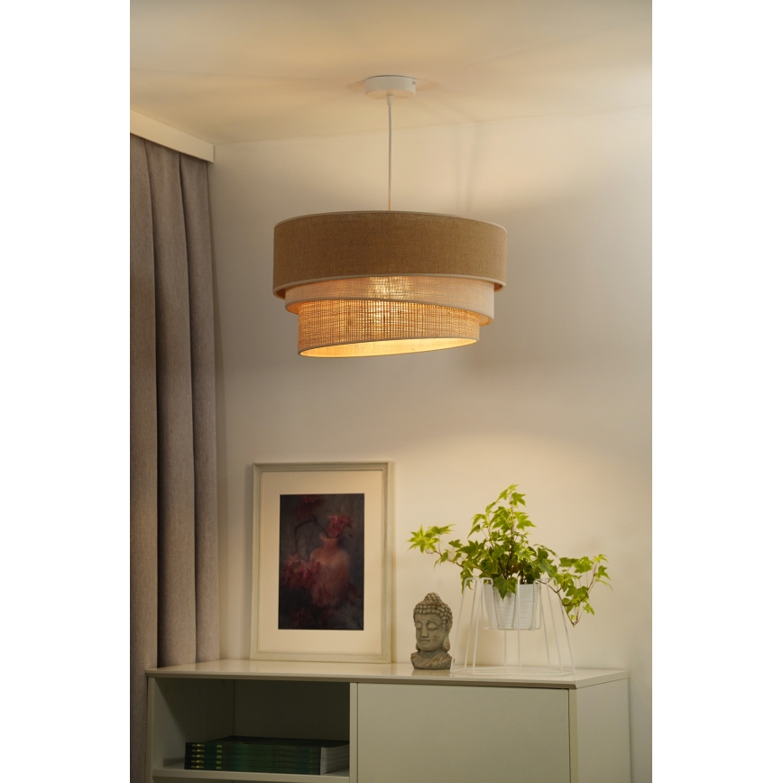 Duolla - Pendel YUTE TRIO 1xE27/15W/230V diameter 45 cm brun/grå/beige