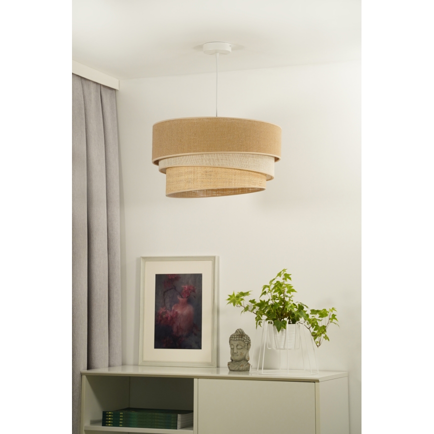 Duolla - Pendel YUTE TRIO 1xE27/15W/230V diameter 45 cm brun/grå/beige