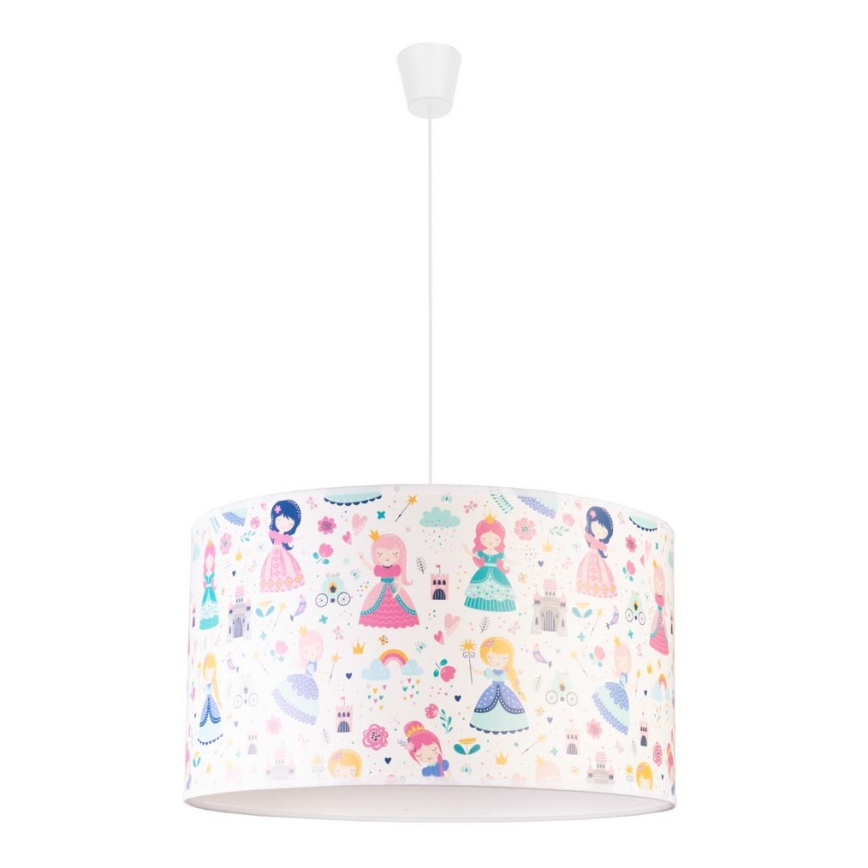 Duolla - Pendellampe til børn PRINT M 1xE27/40W/230V diameter 35 cm prinsesser