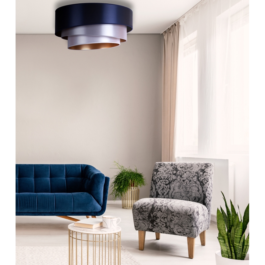 Duolla - Stropní svítidloTRIO 3xE27/15W/230V diameter 60 cm blå/sølvfarvet/kobberfarvet