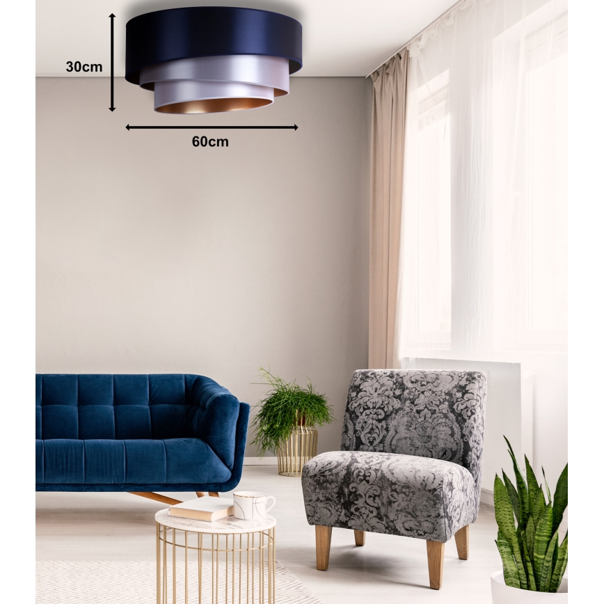 Duolla - Stropní svítidloTRIO 3xE27/15W/230V diameter 60 cm blå/sølvfarvet/kobberfarvet
