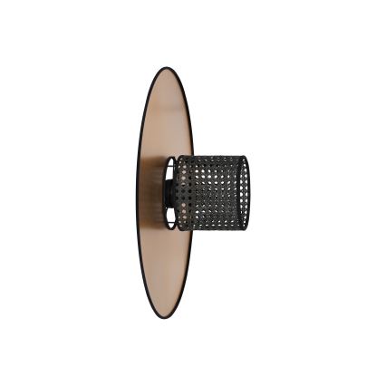 Duolla - Væglampe TOKYO RATTAN 1xE27/15W/230V diameter 50 cm guldfarvet/sort