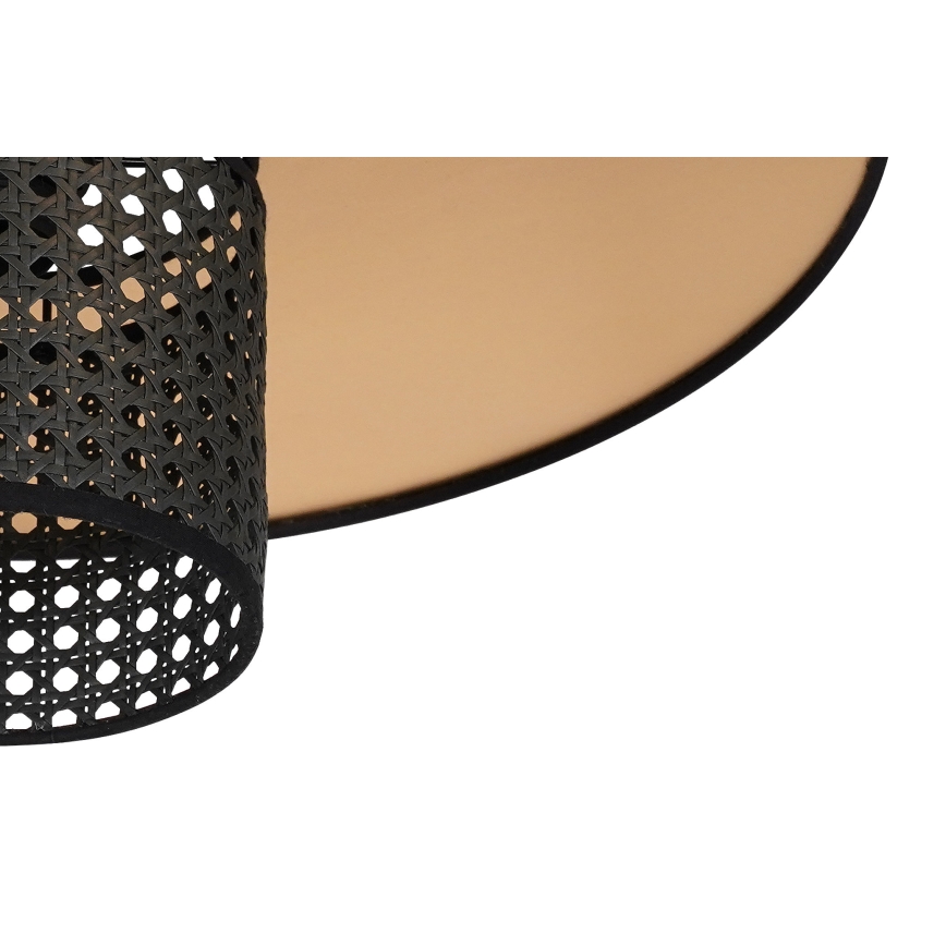 Duolla - Væglampe TOKYO RATTAN 1xE27/15W/230V diameter 50 cm guldfarvet/sort