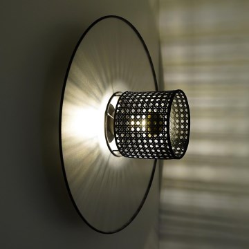 Duolla - Væglampe TOKYO RATTAN 1xE27/15W/230V diameter 50 cm sølvfarvet/sort