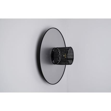Duolla - Væglampe TOKYO RATTAN 1xE27/15W/230V diameter 50 cm sølvfarvet/sort