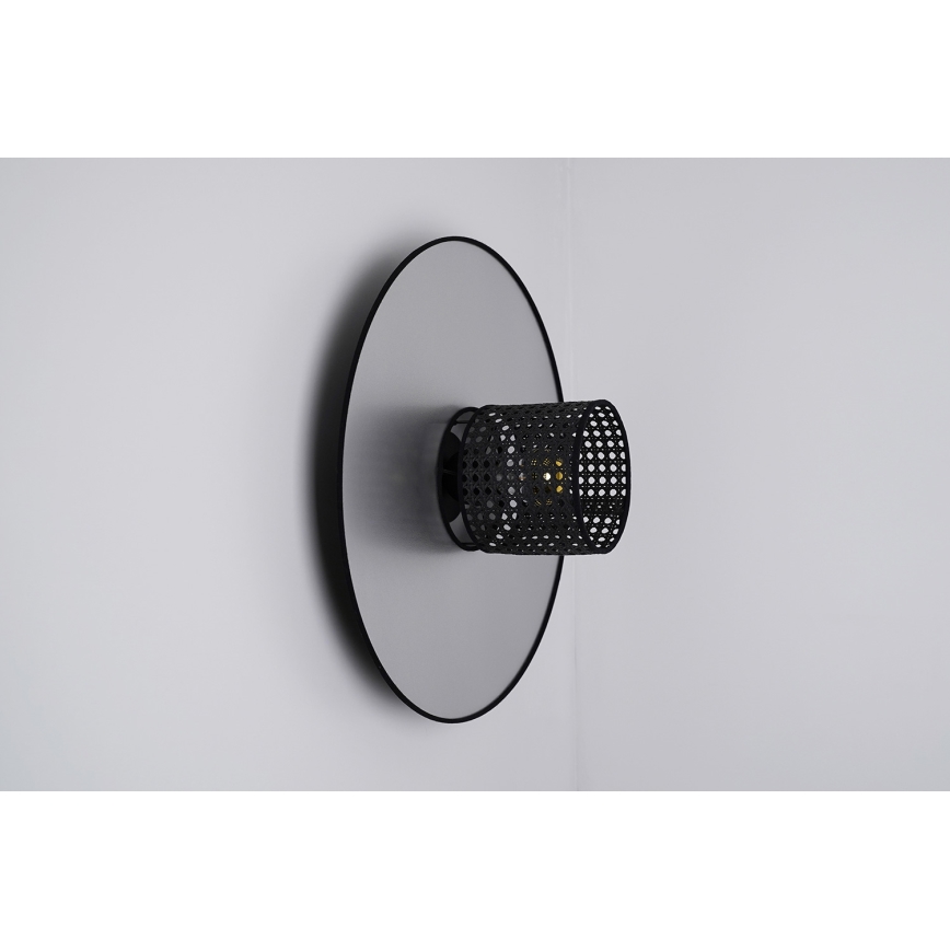Duolla - Væglampe TOKYO RATTAN 1xE27/15W/230V diameter 50 cm sølvfarvet/sort