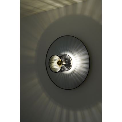 Duolla - Væglampe TOKYO RATTAN 1xE27/15W/230V diameter 50 cm sølvfarvet/sort