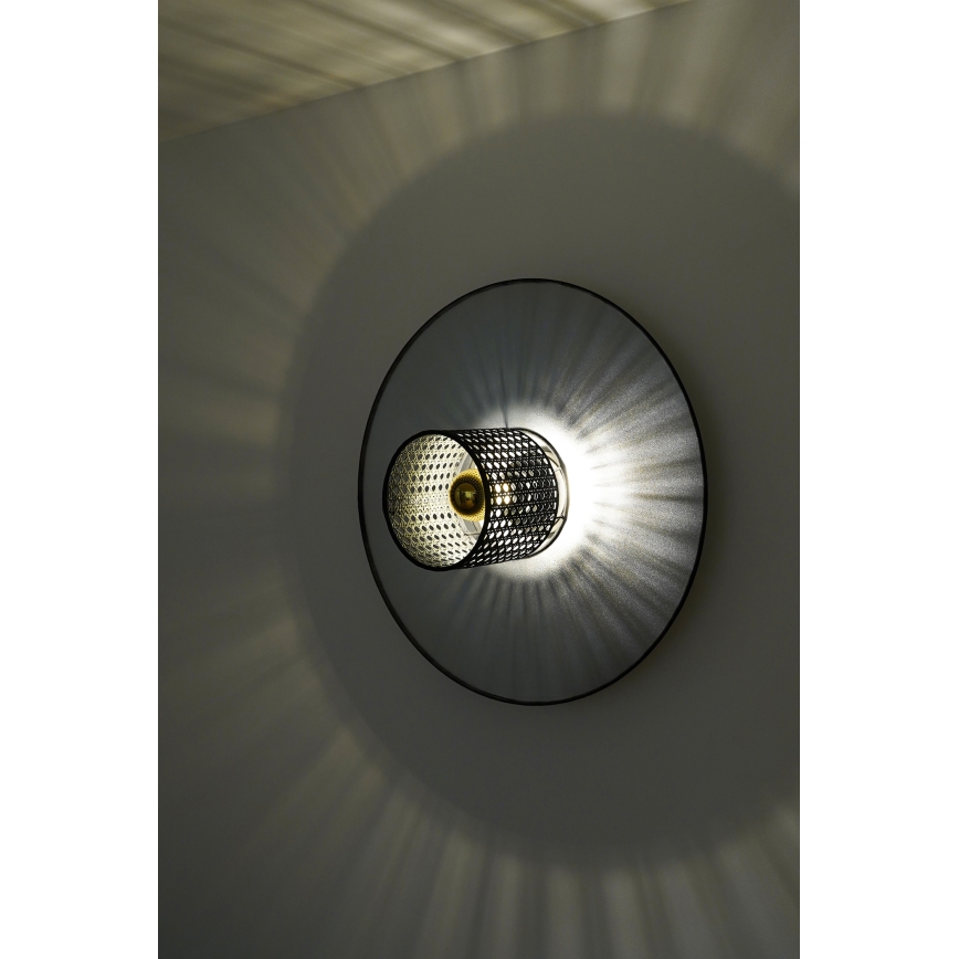 Duolla - Væglampe TOKYO RATTAN 1xE27/15W/230V diameter 50 cm sølvfarvet/sort