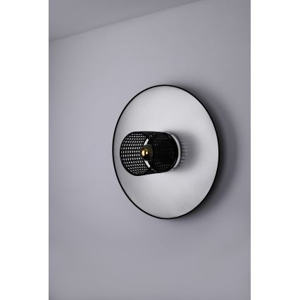Duolla - Væglampe TOKYO RATTAN 1xE27/15W/230V diameter 50 cm sølvfarvet/sort