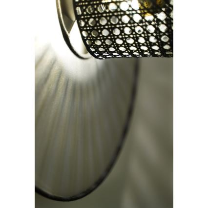 Duolla - Væglampe TOKYO RATTAN 1xE27/15W/230V diameter 50 cm sølvfarvet/sort