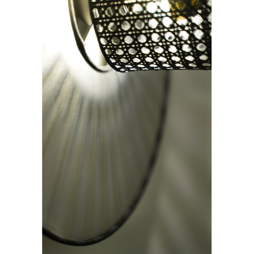 Duolla - Væglampe TOKYO RATTAN 1xE27/15W/230V diameter 50 cm sølvfarvet/sort