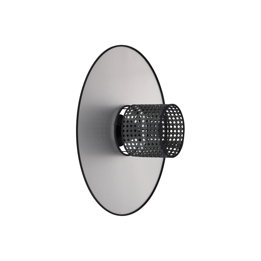 Duolla - Væglampe TOKYO RATTAN 1xE27/15W/230V diameter 50 cm sølvfarvet/sort