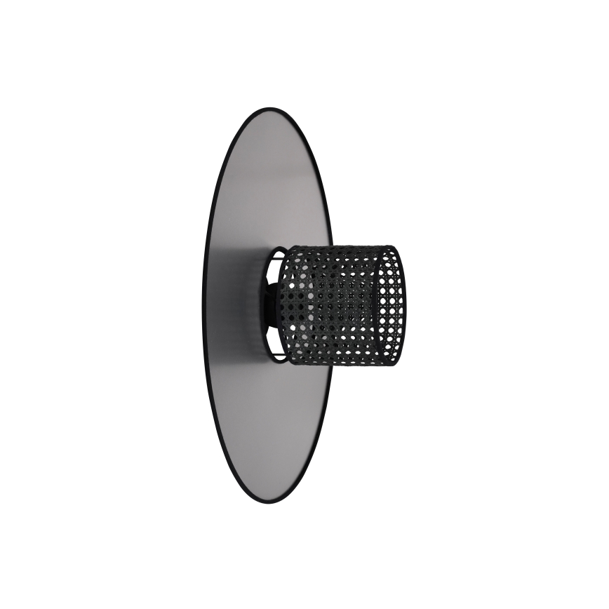 Duolla - Væglampe TOKYO RATTAN 1xE27/15W/230V diameter 50 cm sølvfarvet/sort