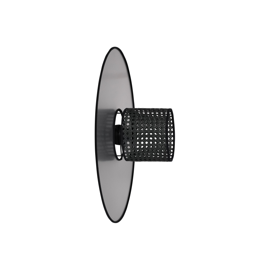 Duolla - Væglampe TOKYO RATTAN 1xE27/15W/230V diameter 50 cm sølvfarvet/sort