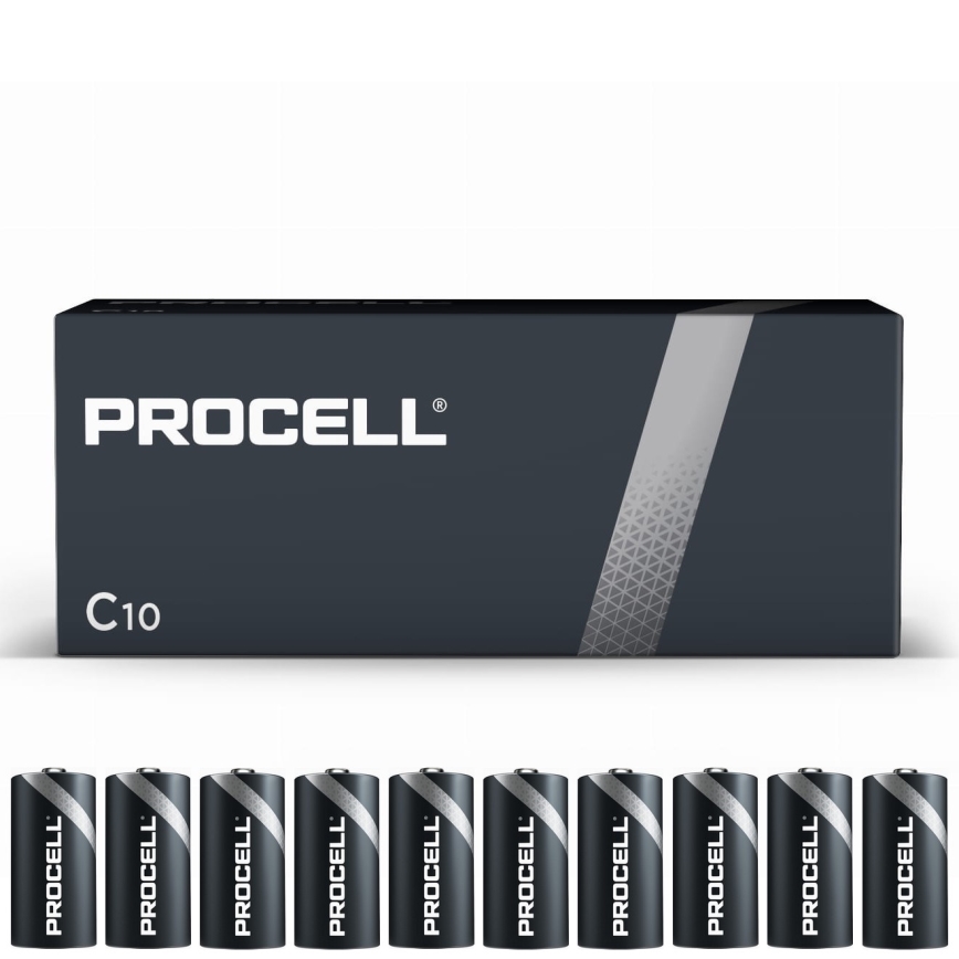 Duracell - 10 stk. Alkalisk batteri Procell Industrial LR14/C 1,5V 9038 mAh