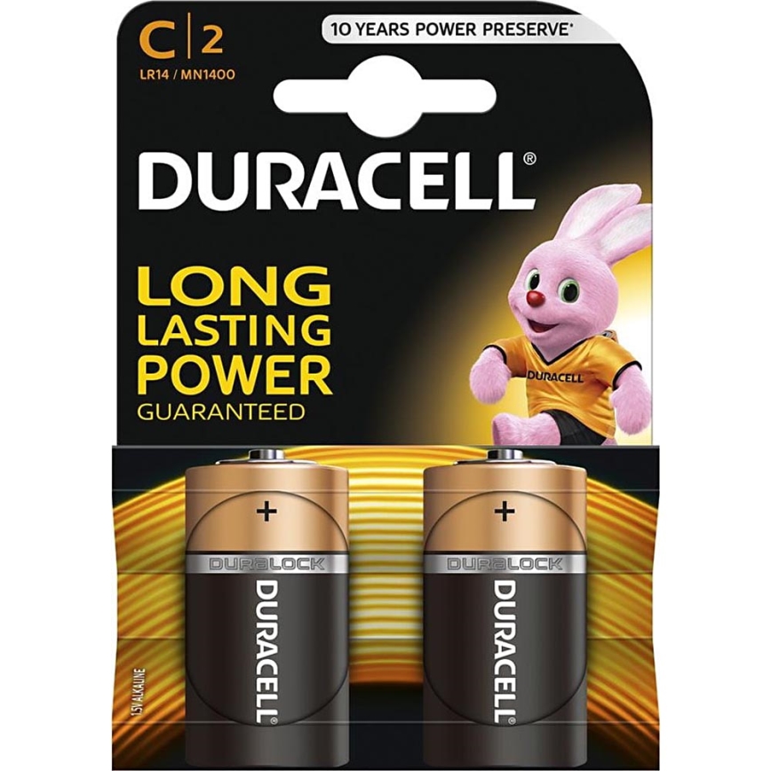 Duracell - 2 stk. Alkalisk batteri Basic LR14/C 1,5V 2200 mAh