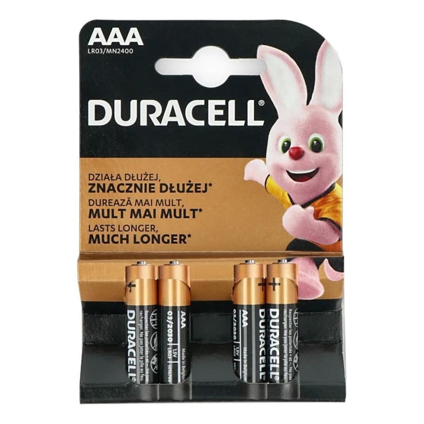 Duracell - 4 stk. Alkalisk batteri Basic LR03/AAA 1,5V 2400 mAh