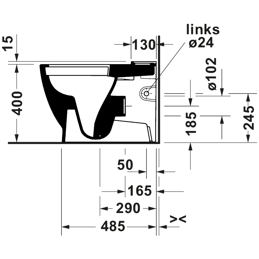 Duravit 20600900002 - WC-kombi D-CODE, keramik/højglans hvid