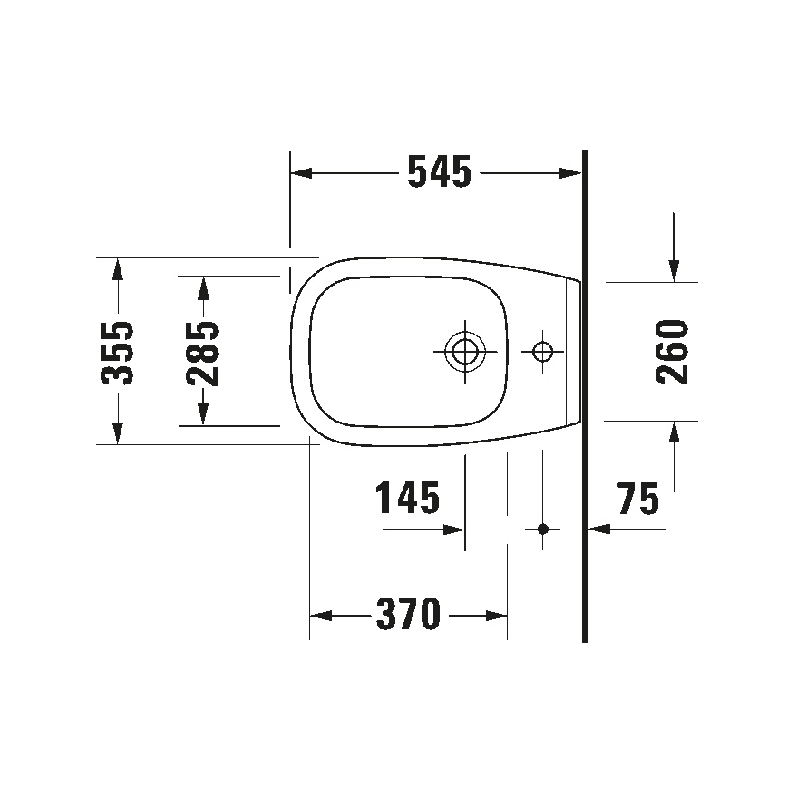 Duravit 22571500002 - Væghængt bidet D-CODE, keramik/højglans hvid