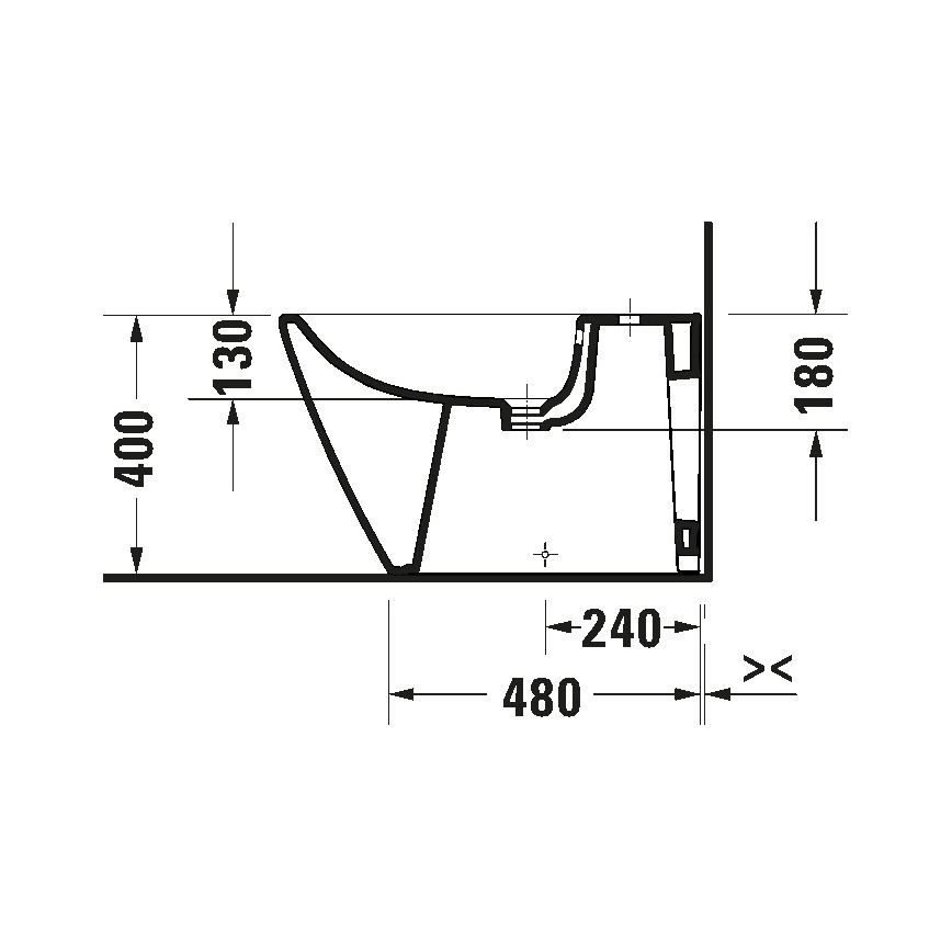 Duravit 2294100000 - Gulvstående bidet D-NEO, keramik, højglans hvid