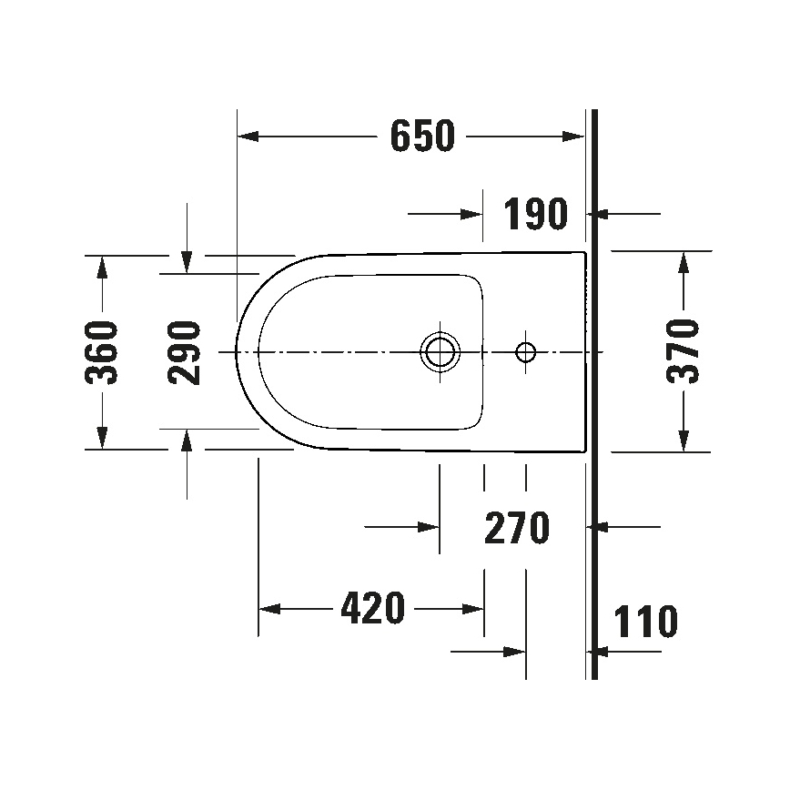 Duravit 2294100000 - Gulvstående bidet D-NEO, keramik, højglans hvid
