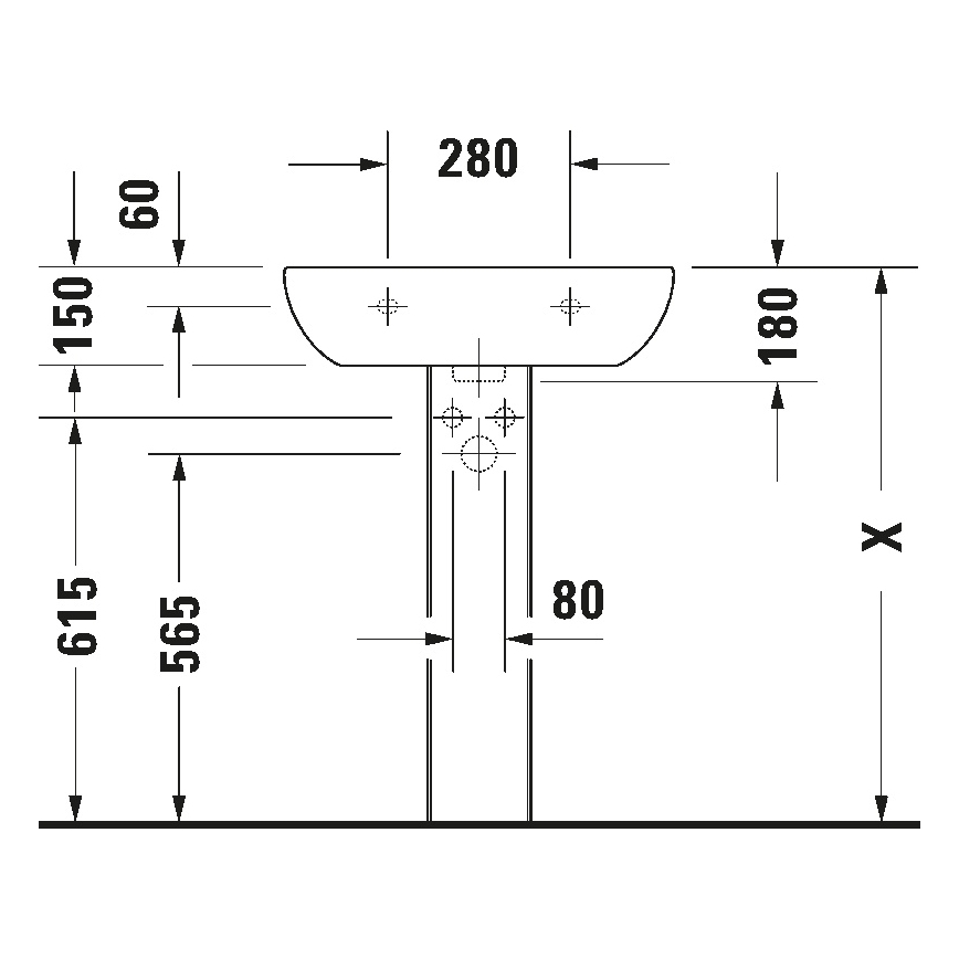 Duravit 23106000002 - Væghængt håndvask D-CODE 60x46 cm keramik/højglans hvid