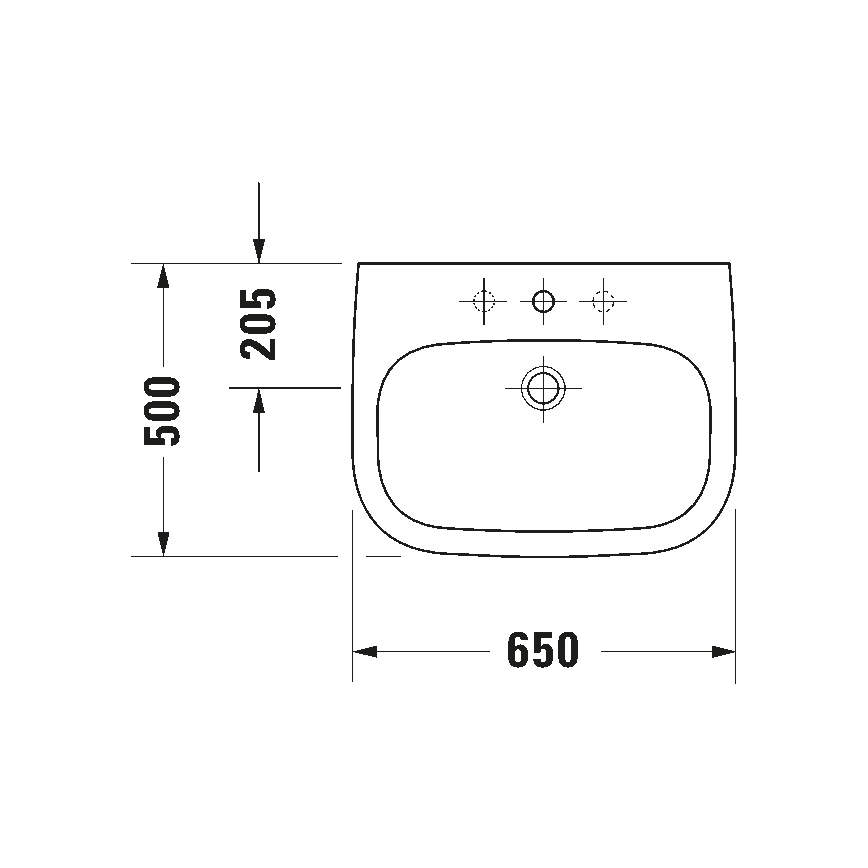 Duravit 23106500002 - Væghængt håndvask D-CODE 65x50 cm keramik/højglans hvid