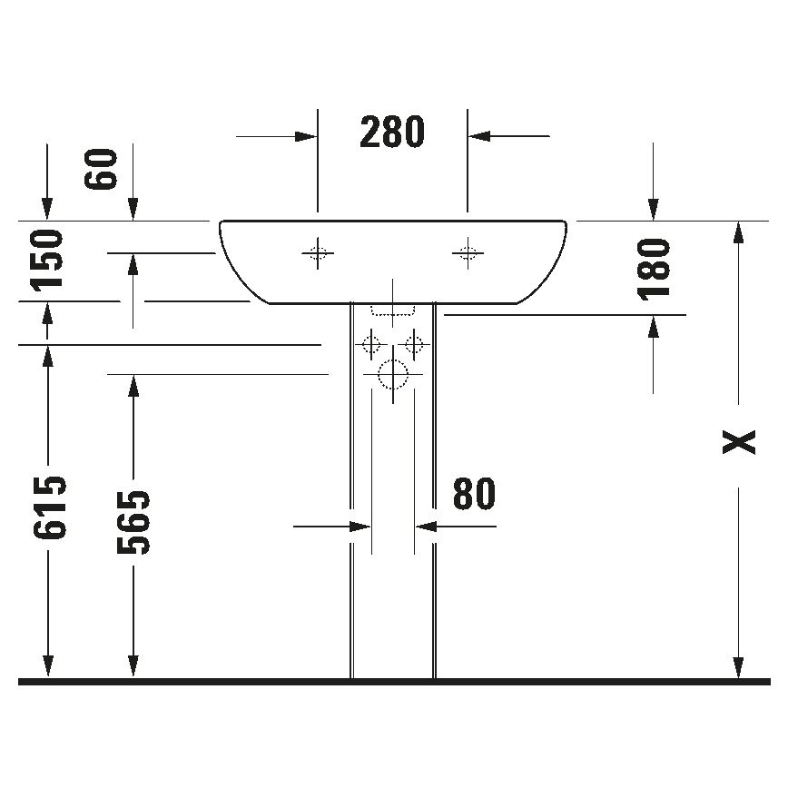 Duravit 23106500002 - Væghængt håndvask D-CODE 65x50 cm keramik/højglans hvid