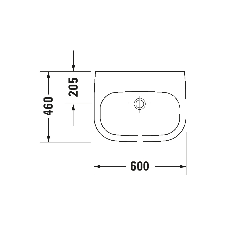 Duravit 23116000702 - Væghængt håndvask D-CODE 60x46 cm keramik/højglans hvid