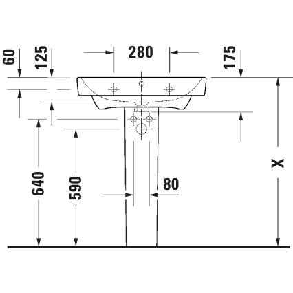 Duravit 23756500002 - Vægmonteret håndvask D-NEO 65x46 cm, keramik/højglans hvid