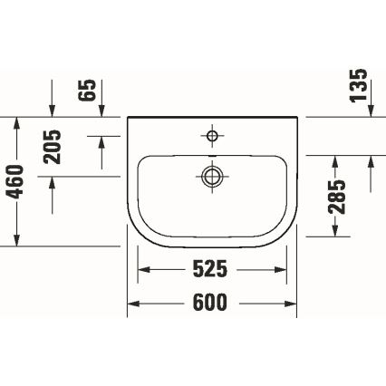 Duravit 23986000002 - Væghængt håndvask D-CODE 60 x 46 cm, keramik/blank hvid