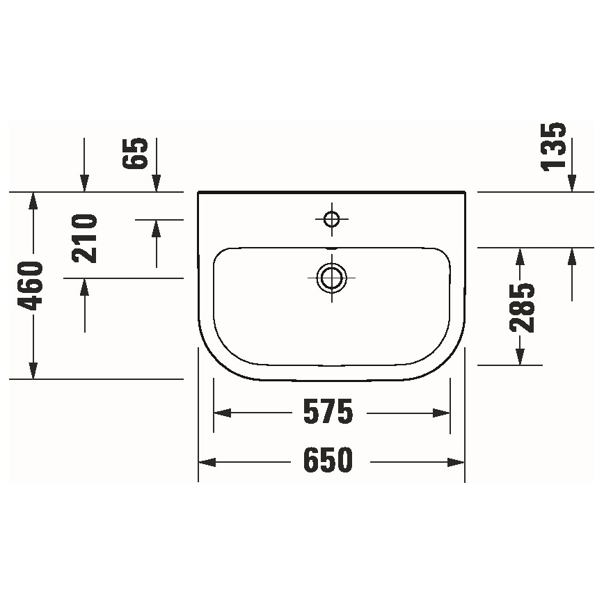 Duravit 23986500002 - Vægmonteret håndvask D-CODE 65x46 cm keramisk/højglans hvid