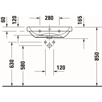 Duravit 23986500002 - Vægmonteret håndvask D-CODE 65x46 cm keramisk/højglans hvid