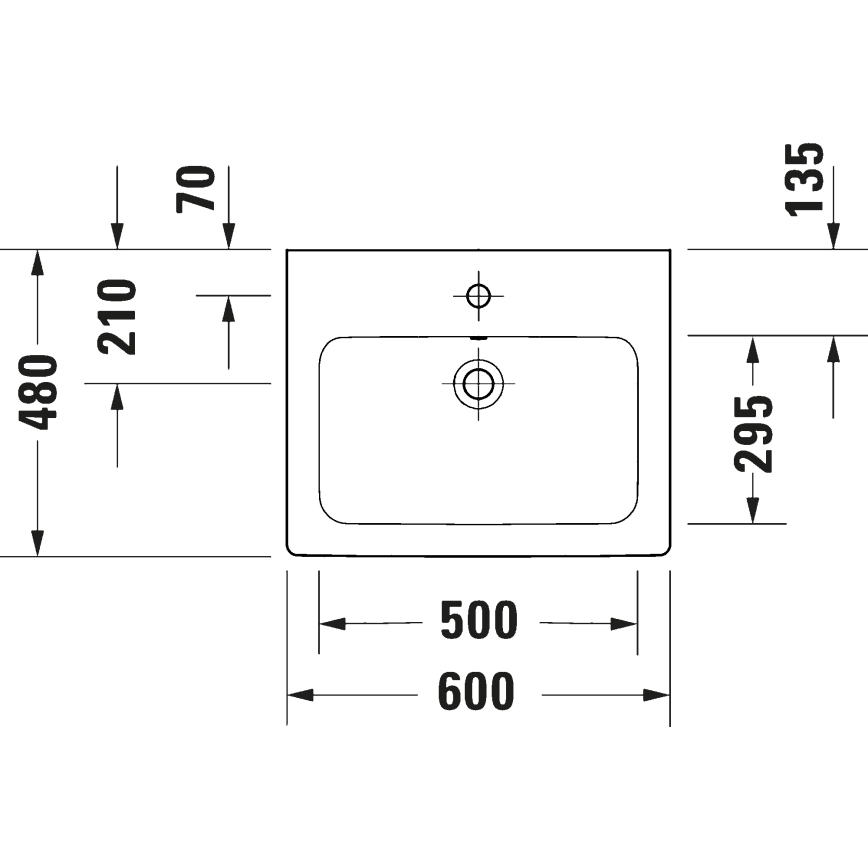 Duravit 23996000002 - Væghængt håndvask D-CODE 60 x 48 cm, keramisk, højglans hvid