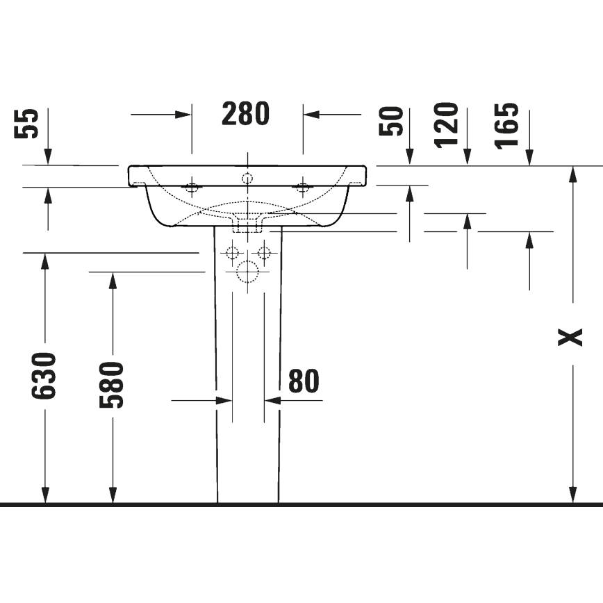 Duravit 23996000002 - Væghængt håndvask D-CODE 60 x 48 cm, keramisk, højglans hvid