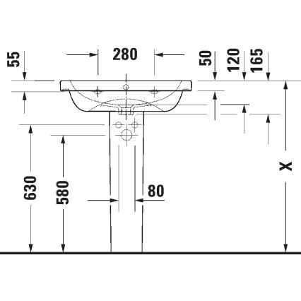 Duravit 23996500002 - Væghængt håndvask D-CODE 65x48 cm keramik/blank hvid