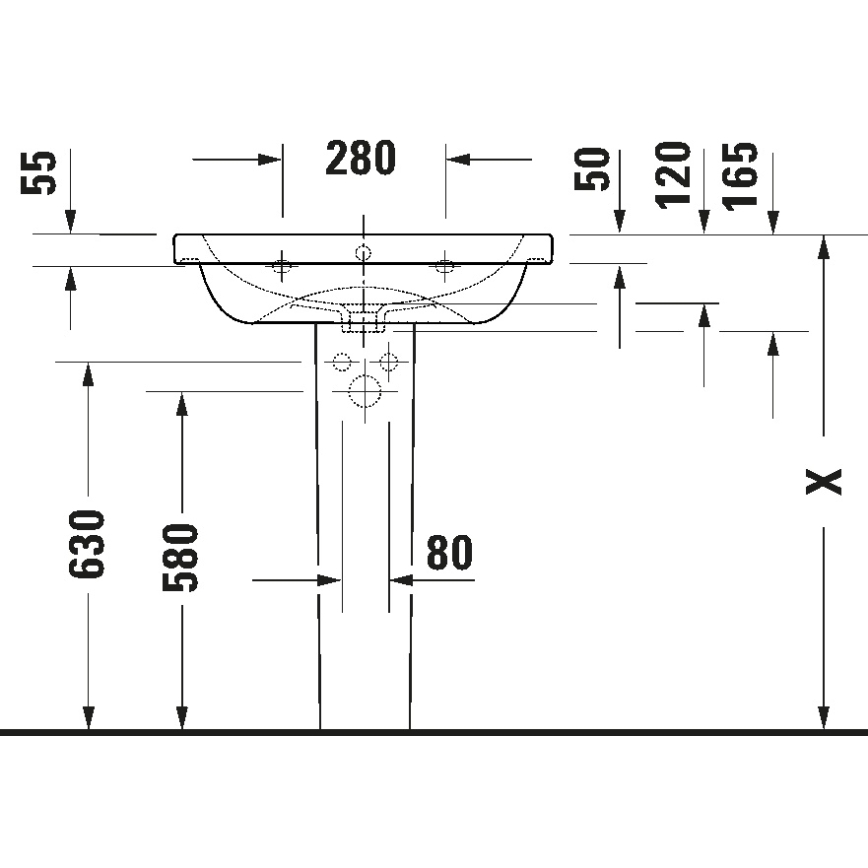 Duravit 23996500002 - Væghængt håndvask D-CODE 65x48 cm keramik/blank hvid